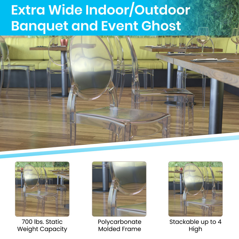 Extra Wide Resin All-Weather Ghost Banquet Chairs