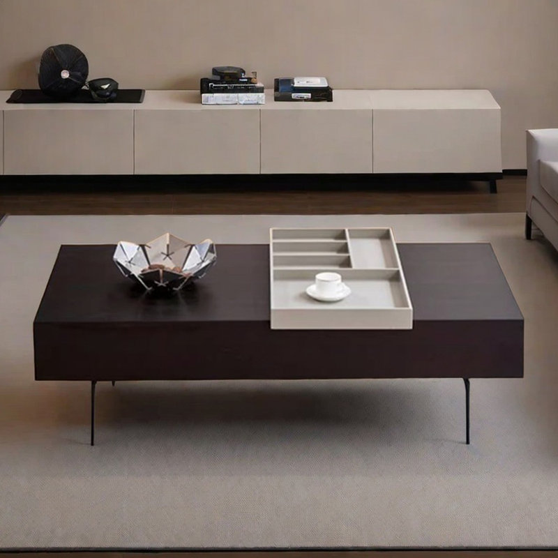 Table basse minimaliste de conception moderne, H 14,96 po x L 55,11 po x l 27,55 po, Noir / gris clair