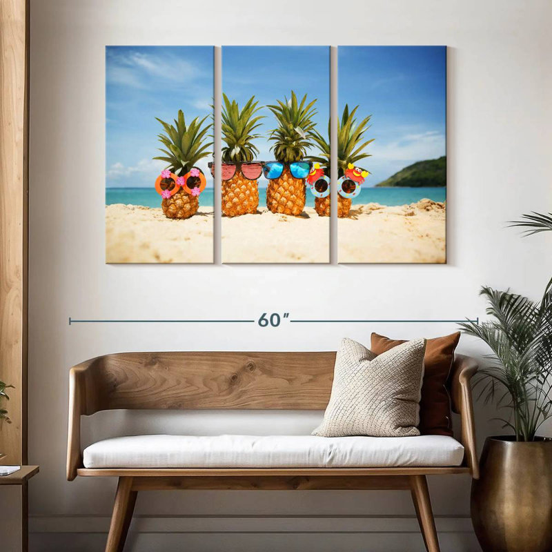 Yarlin Summer Beach Pineapples, 32" H x 50" W