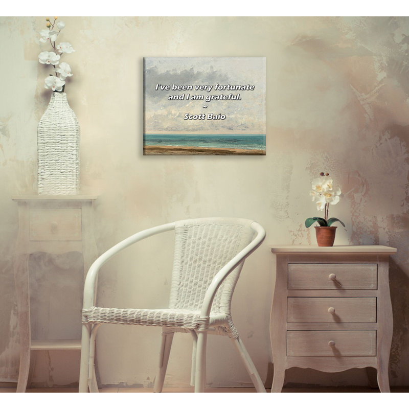 Citation artistique «J'ai été très chanceux et je suis reconnaissant». Toile tendue par Scott Baio Gallery, H 18 po x l 13 po