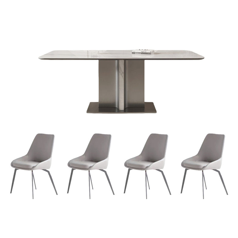 A dining table with solid wood and granite slabs, H 29,5 po x L 55,1 po x l 31,4 po