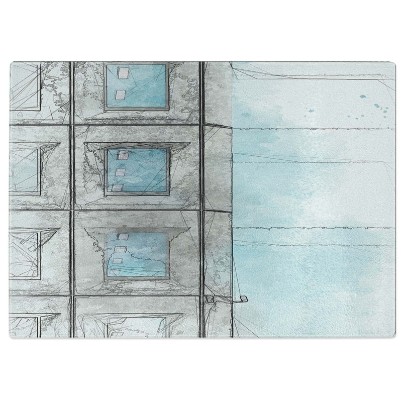 Tempered Glass Sketching the Architecture Vol.4 Chopping Board, 39 cm W x 28.5 cm L