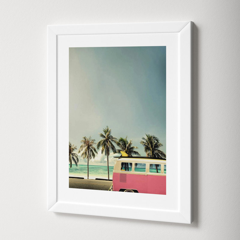Surf Bus Pink by Design Fabrikken, 15.25" H x 12" W x 0.75" D, Matte White