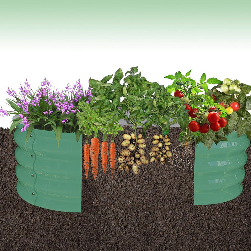 2-Pack 4x4 FT Galvanized Raised Garden Bed, Open Base Planter Box for Vegetables & Herbs, Green