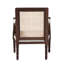 Fauteuil d'appoint traditionnel en tissu beige français et bois brun foncé