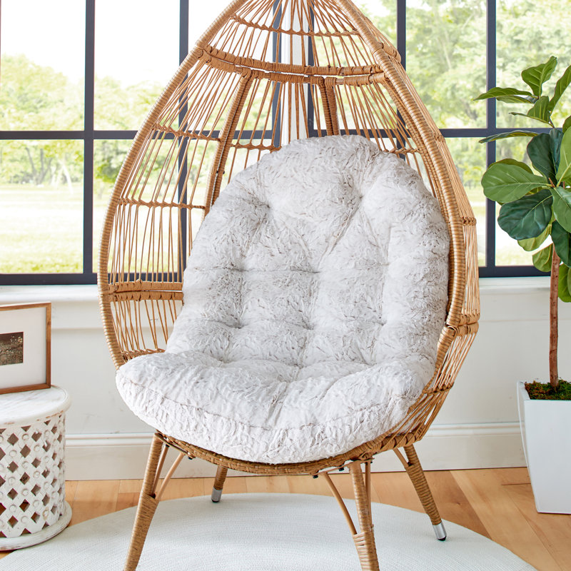 Coussin de chaise d'intérieur en fausse fourrure, Fauxchilla fauve