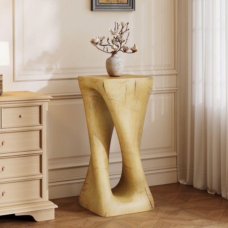 Table d'appoint d'extérieur, table de bout en forme de torsion, table d'appoint pour l'intérieur et l'extérieur, Naturel