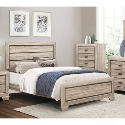 Mobilier de chambre à coucher en bois foncé à finition naturelle de style grand lit 1 pièce