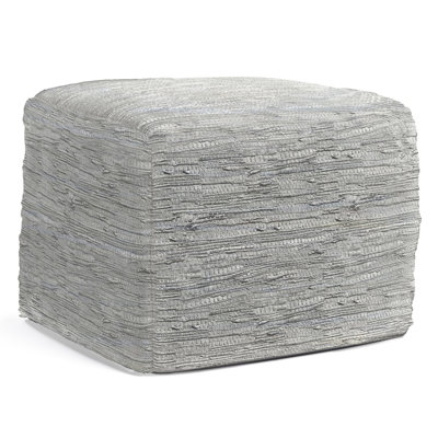 Fredrik 18"W Genuine Buffalo Leather Square Pouf