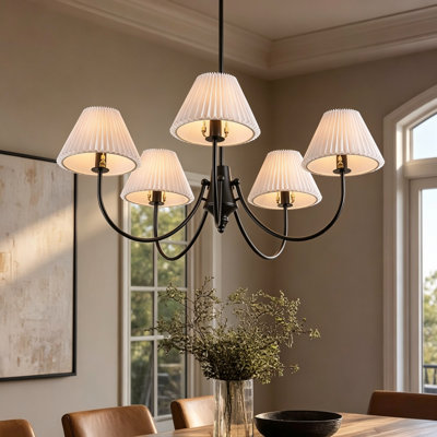 5-Light Transitional Pleated Fabric Pendant Light