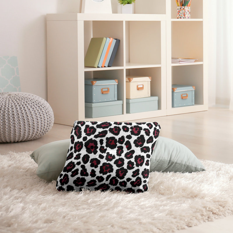 Housse et insert de coussin carré touffeté, H 26 po x l 26 po x P 3 po, Blanc/noir/rouge