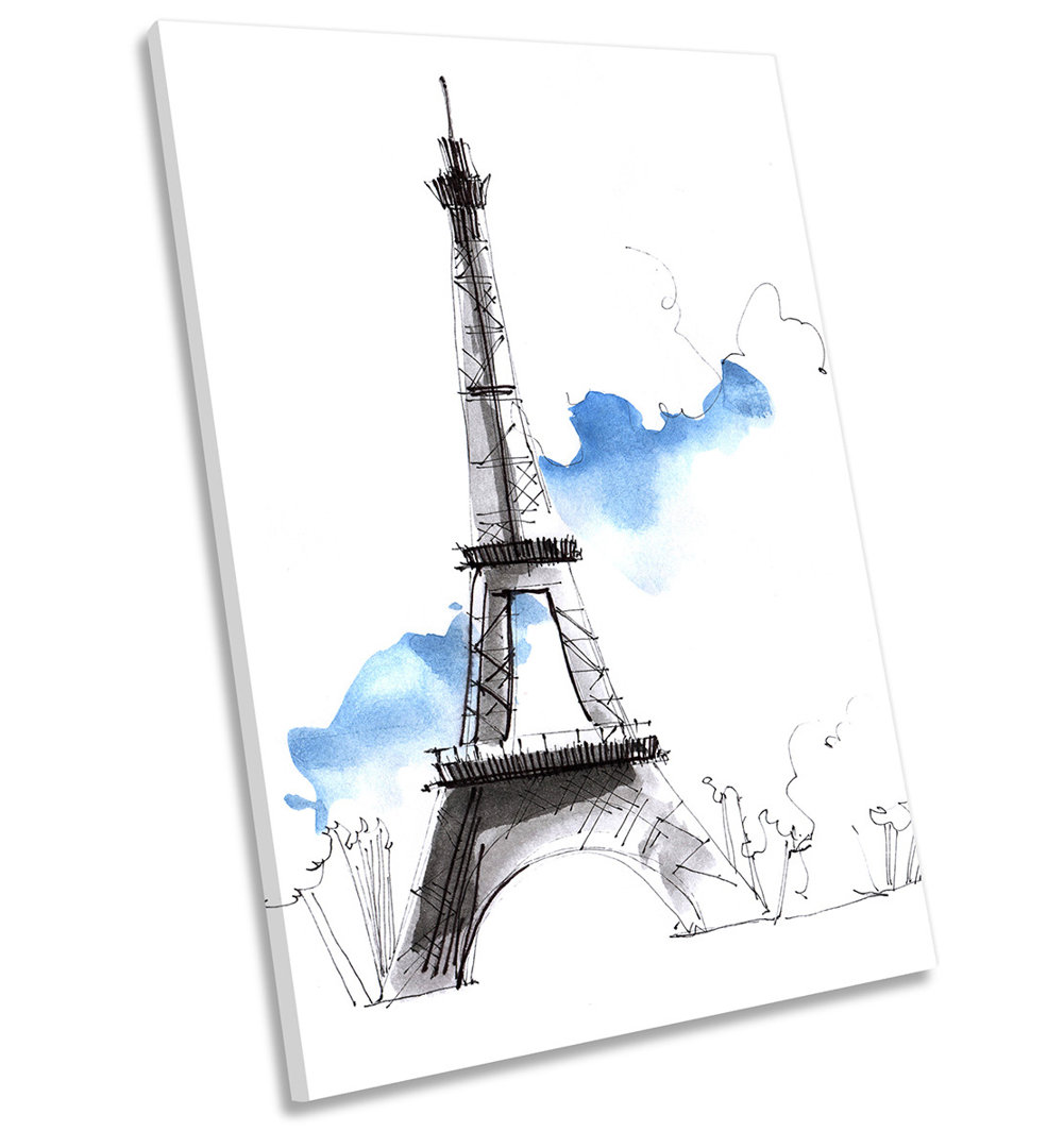 Eiffel Tower Paris Minimalistic - Wrapped Canvas Graphic Art