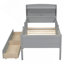Lit plateforme simple en bois avec éclairage à DEL intégré, tête de lit multifonctionnelle, garde-corps et 2 tiroirs, gris-689078419