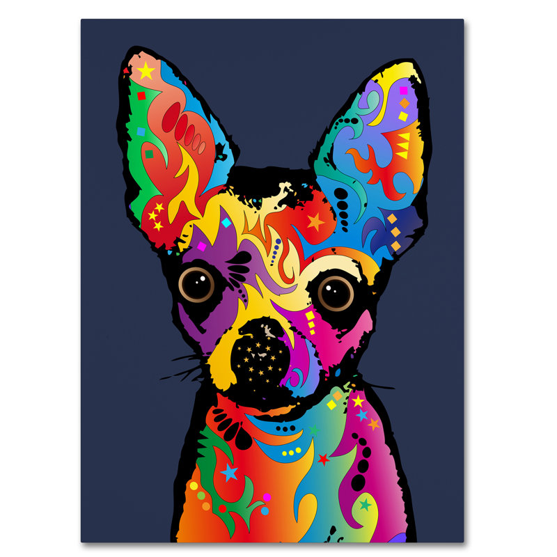 « chihuahua dog blue », impression sur toile tendue, H 32 po x l 24 po x P 2 po