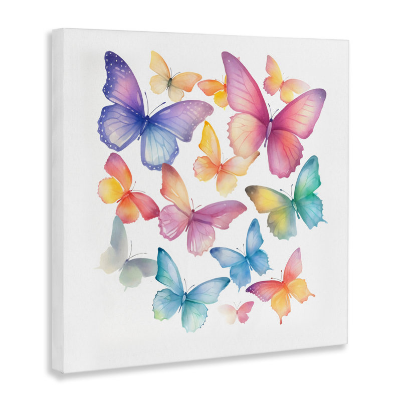 Rainbow Butterflies Rabble Canvas, design par Creative Studio, H 30 po x l 30 po