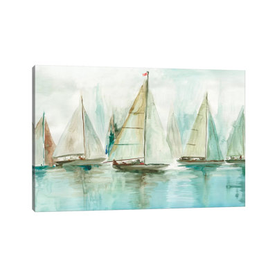 "Blue voiliers I" par Allison Pearce, reproduction d’art