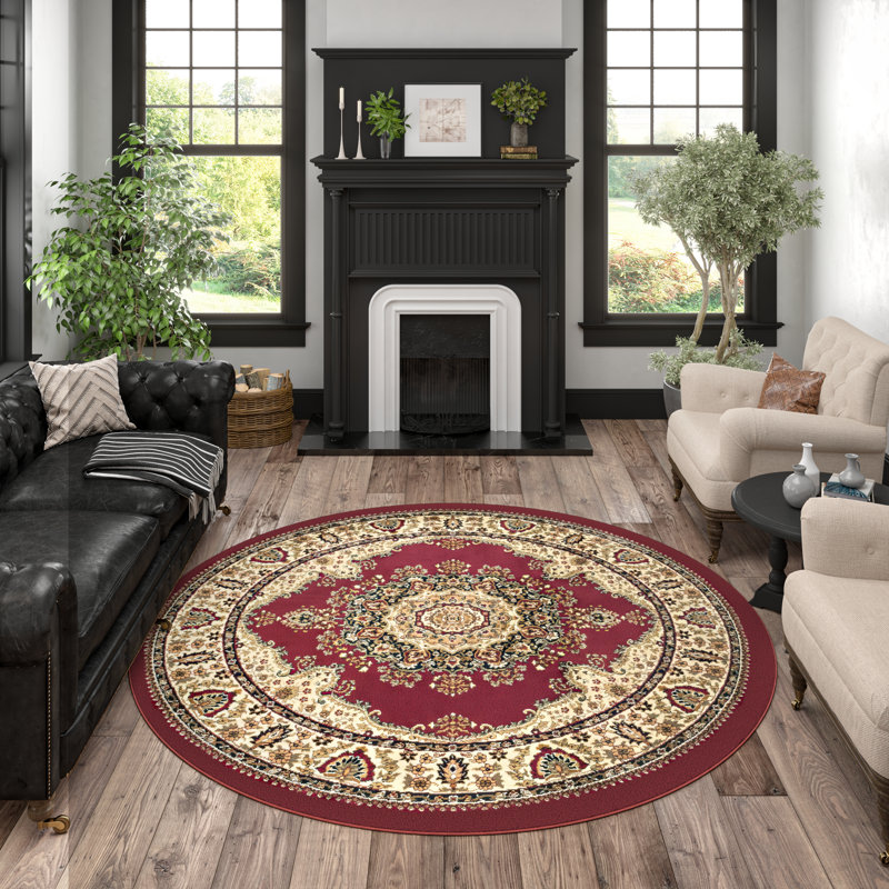 Tapis oriental rouge Clarence, Rond 7 pi 11 po