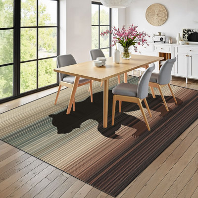 Tapis 9 x 12 pour chambre à coucher avec bandes d'ours mignonnes, tapis bohémien brun bohème lavable pour le salon, la salle à manger, les tapis antidérapants à envers en caoutchouc souple pour le bureau de la chambre de bébé