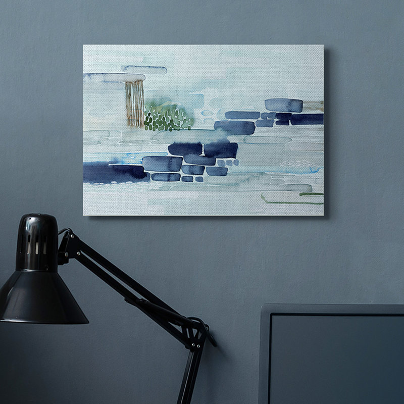 Blocs modernes de paysage côtier abstrait moderne, Toile tendue, H 30 po x l 40 po