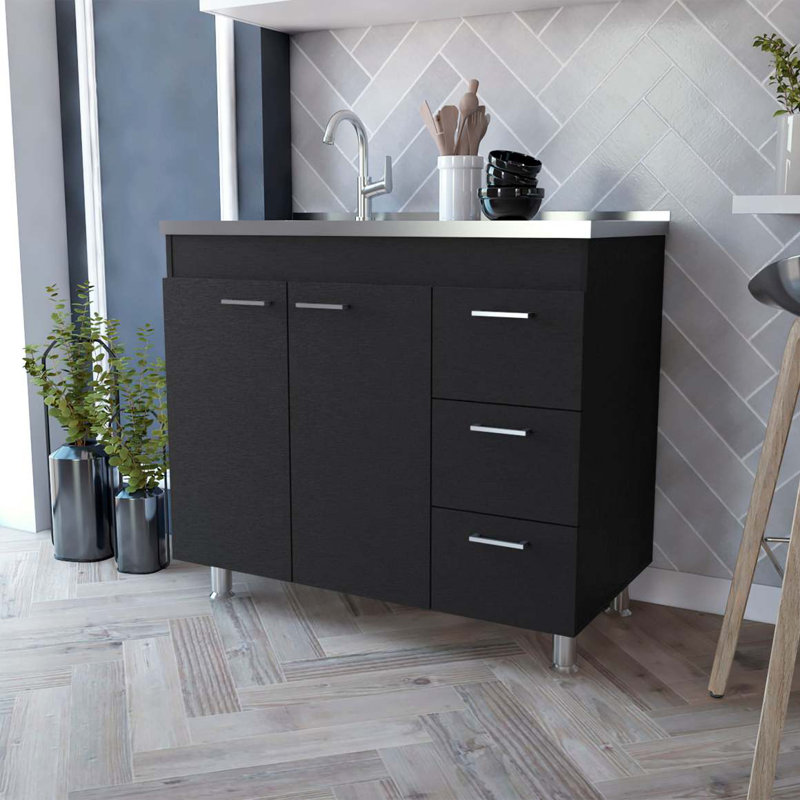 Armoire de cuisine 2 portes et 3 tiroirs