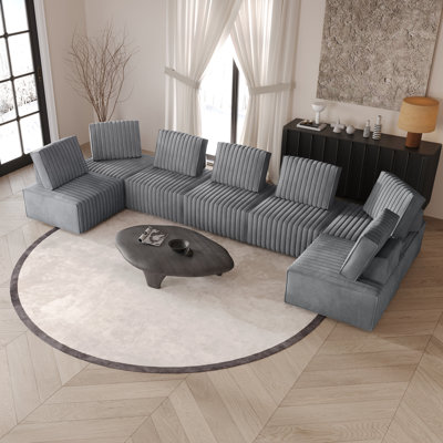 7-Piece Velvet Upholstered Modular Chair Set 1