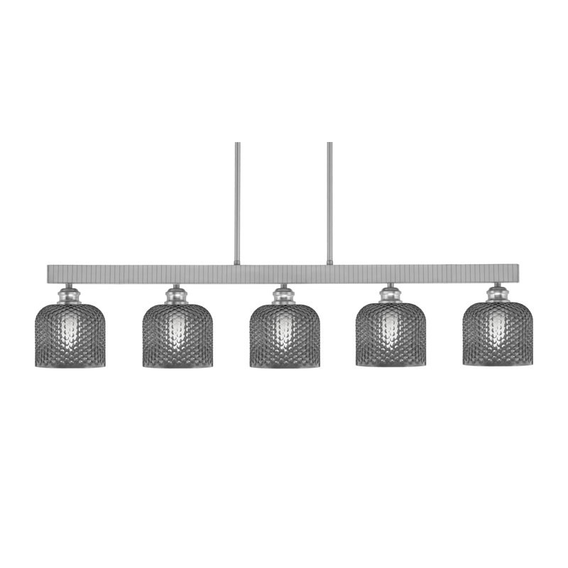 Barre d'éclairage 5 lumières Edge avec verre texturé 6 po, Fumée, Nickel brossé
