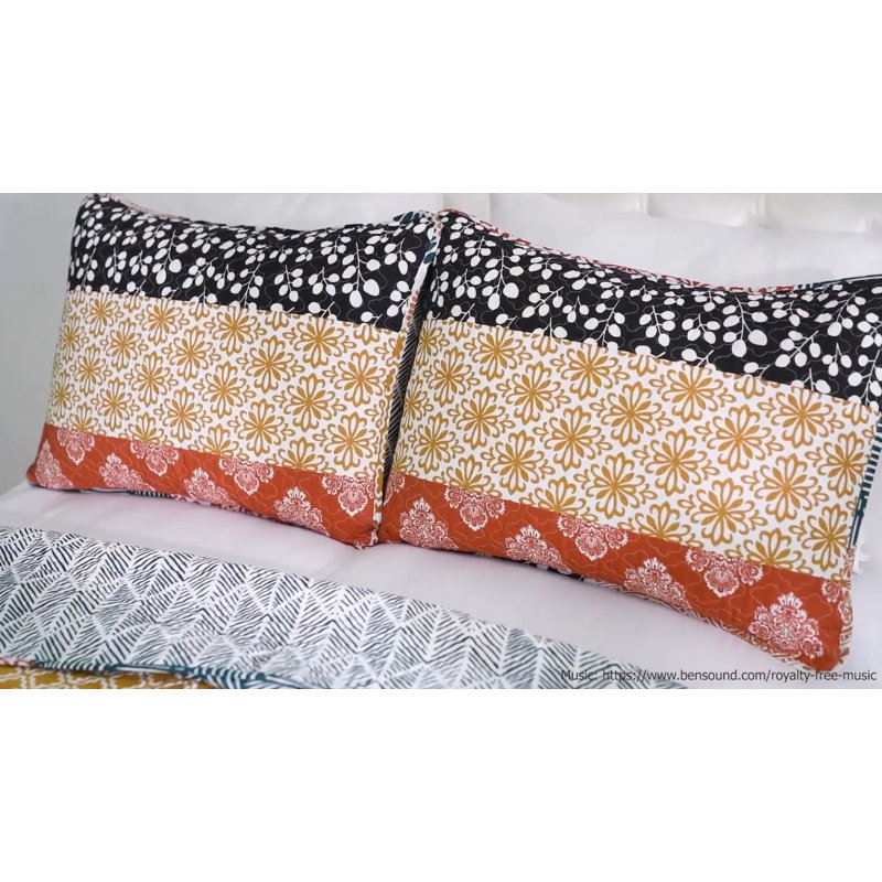 King Fuchsia and Orange Reversible Cotton Quilt Set