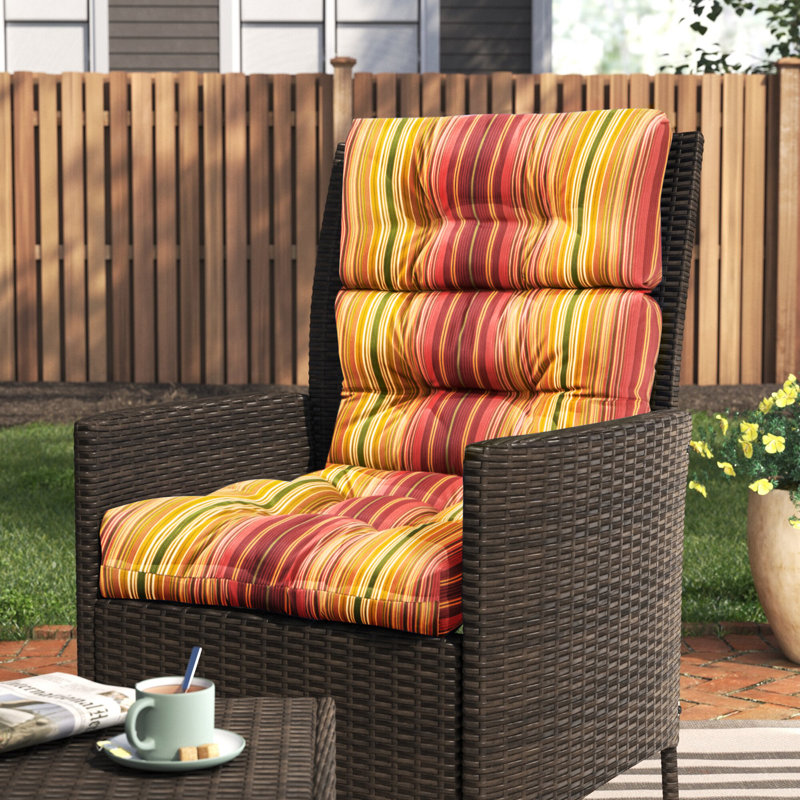 Lester Outdoor High Back Chair Cushion, Kinnabari Stripe, 1