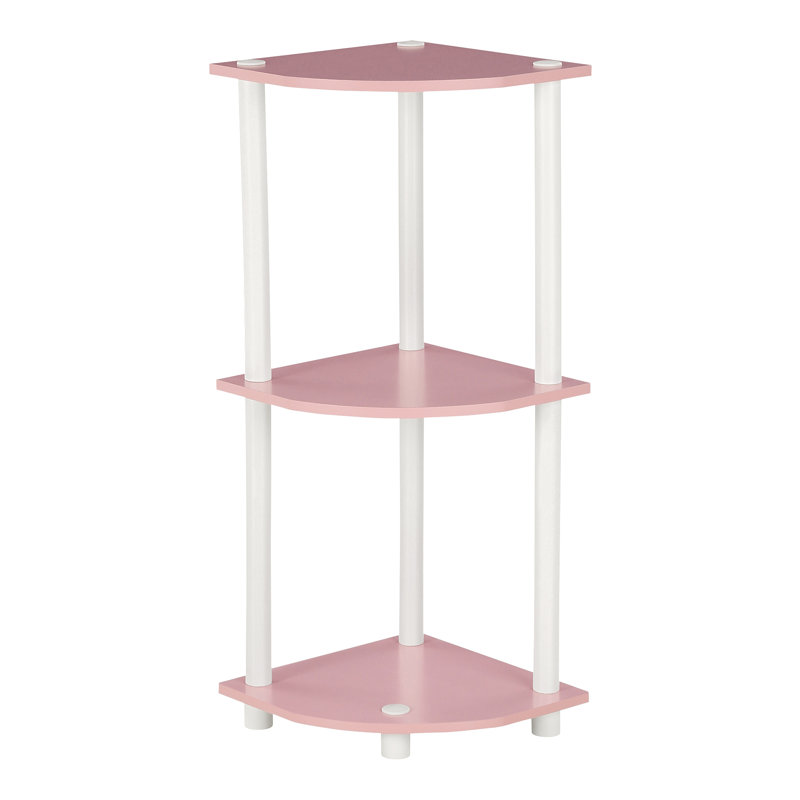 75.2cm H x 29.5cm W Corner Bookcase, Light Pink/White