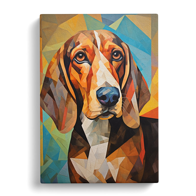 Basset Hound Cubism - No Frame Print, 76cm H x 50cm W x 3cm D