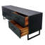Buffet noir 86,5 x 20 x 30,5 po - Buffet transitionnel en bois massif et en fer fonctionnel avec des tiroirs supérieurs spacieux