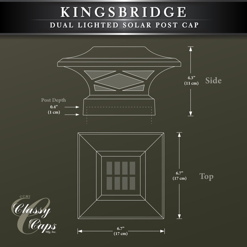 Kingsbridge Solar Powered Integrated LED Aluminum Fence Post Cap Light 4 in. x 4 in. with Base Adapter Included, White