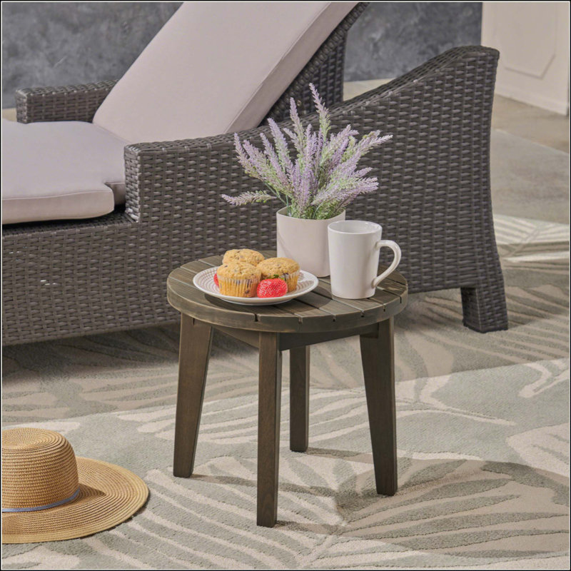 Table d'appoint d'extérieur en bois d'acacia durable avec conception à lattes classique, parfaite pour la terrasse et la cour
