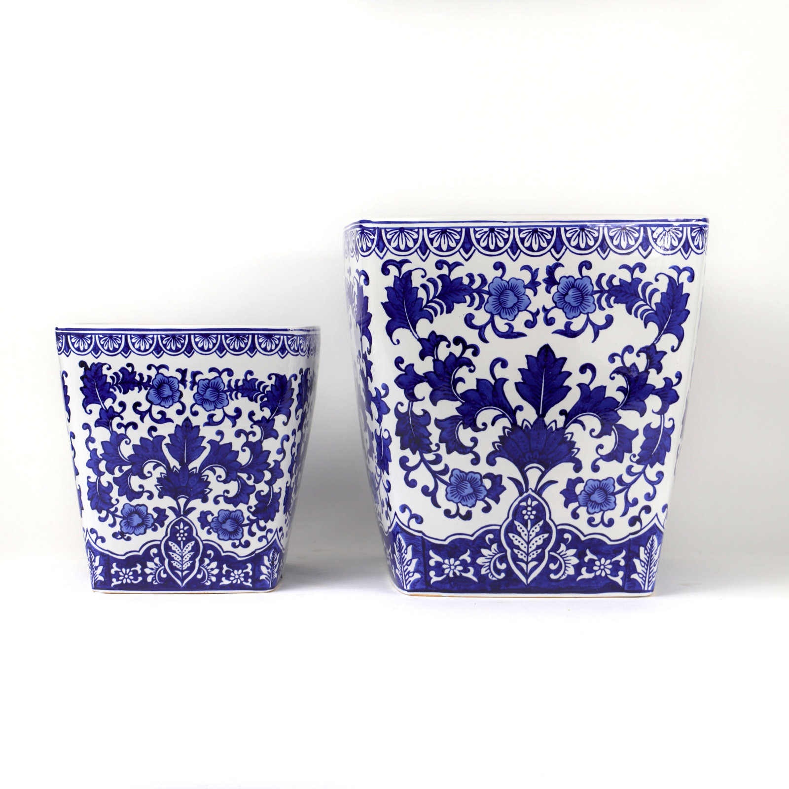 Blue Garden Ceramic Pot Planter, 10" H x 10" W x 10" D