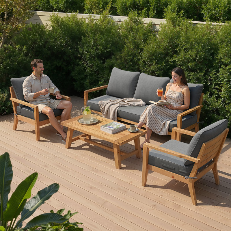 24'' W X 24'' D X 5.5'' H Outdoor Deep Seating Cushions, 1, Light Gray