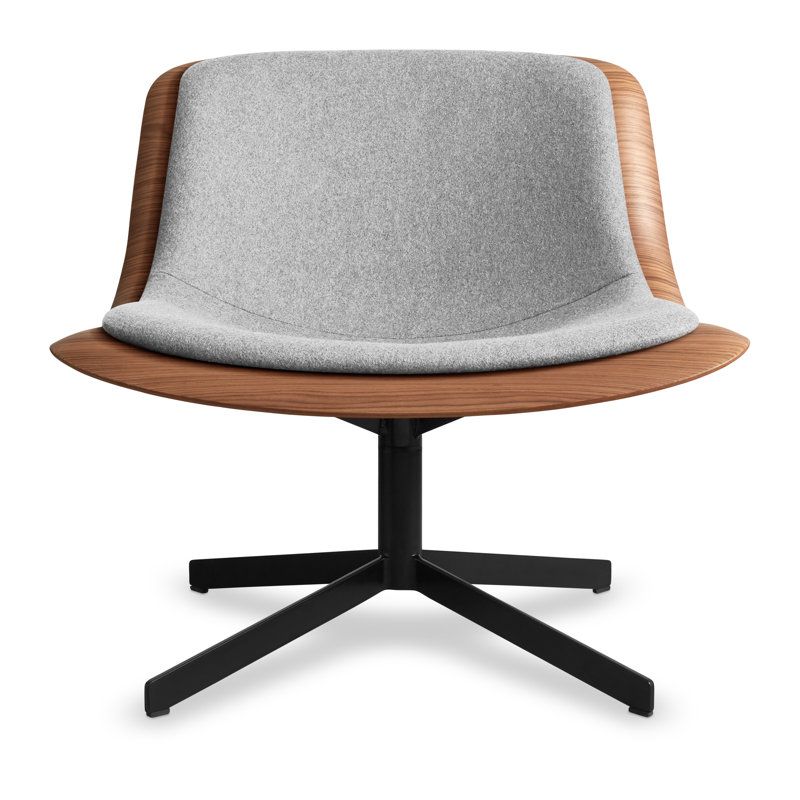 Nonesuch Swivel Lounge Chair, Walnut, Light Gray