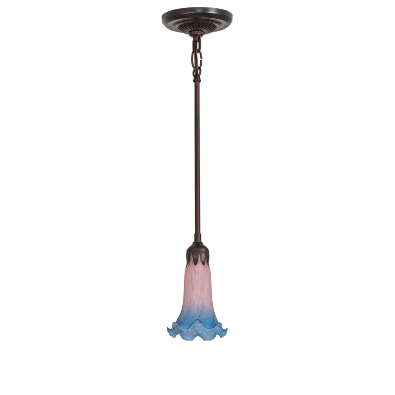 5" Wide Pink/Blue Tiffany Pond Lily Mini Pendant