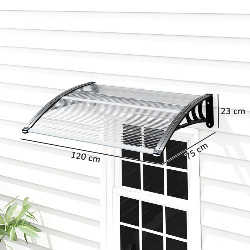 Dongguan Xiyite Trading Co., Ltd. Polycarbonate Door / Window Awning, 23cm H x 120cm W x 75cm D, White