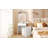 Small Vanity Desk with Mirror and Light, Dressing Table with Charging Station & Fold-up Panel for Small Space, Compact Makeup Vanity Set with Hidden Stool for Bedroom