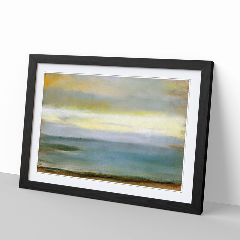 Beach at Low the Tide by Edgar Degas - Picture Frame Painting, 48cm H x 65cm W x 2cm D, Black Framed