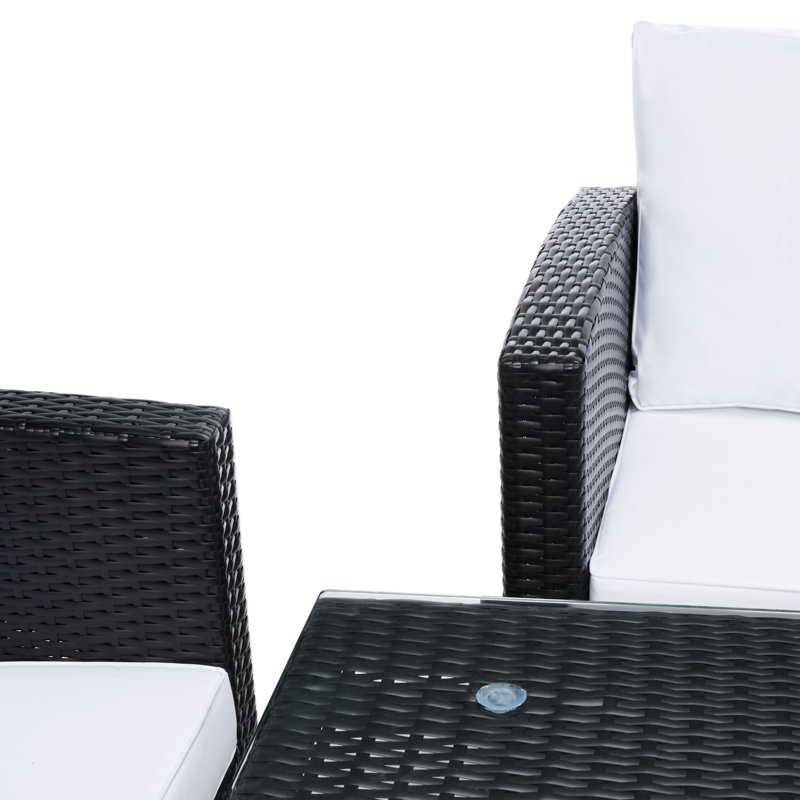 Ensemble de salle à manger rectangulaire avec coussins 26,8 po pour 5 personnes Curstin, Noir