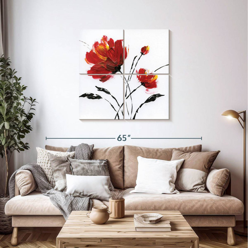 Harnek Red Poppy Splash II, 38" H x 38" W