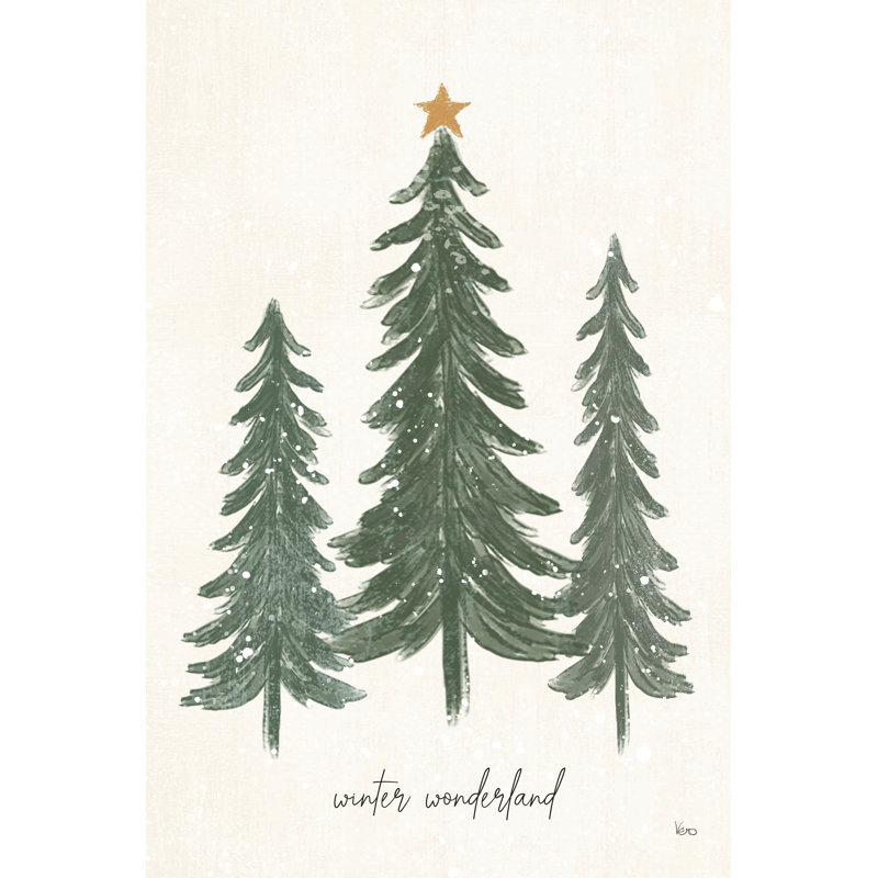 Woodland Christmas Trees by Veronique Charron - Wrapped Canvas Painting, 91cm H x 61cm W