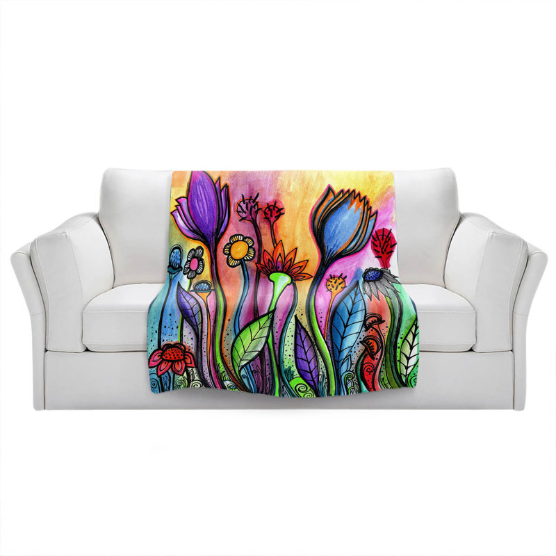  Jeté de fleurs arc-en-ciel, l 51 po x L 60 po