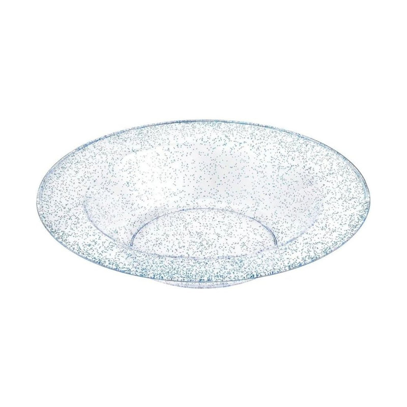 Bol rond en plastique bleu 5 oz avec paillettes Ecoqualité - Vaisselle élégante et jetable pour les fêtes, les desserts, les collations et la restauration - Mariages, anniversaires, événements - Conception durable et élégante (20)