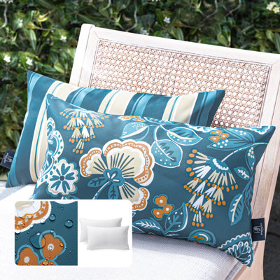 Waterproof Printed Throw Pillow with Inserts, Decorative Accent Cushions