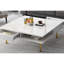 Table basse exquise à haute brillance avec 4 pieds et 2 petits tiroirs, table centrale carrée à 2 niveaux pour le salon-2015236413
