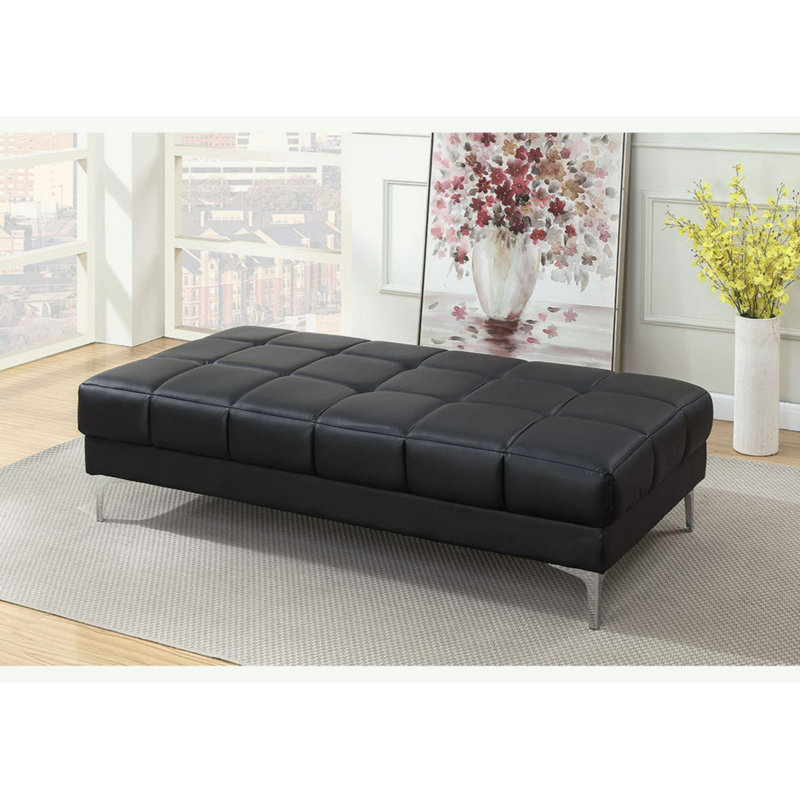 Banc en similicuir Brogdon, Noir, H 18 po x l 35 po x P 26 po 