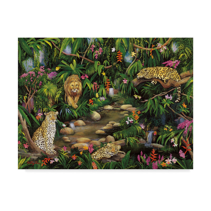 «Exotic Jungle», reproduction de peinture acrylique sur toile tendue, H 18 po x l 24 po x P 2 po