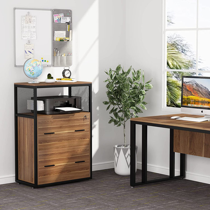 23.6'' Wide 2 -Drawer File Cabinet, Brown/Black